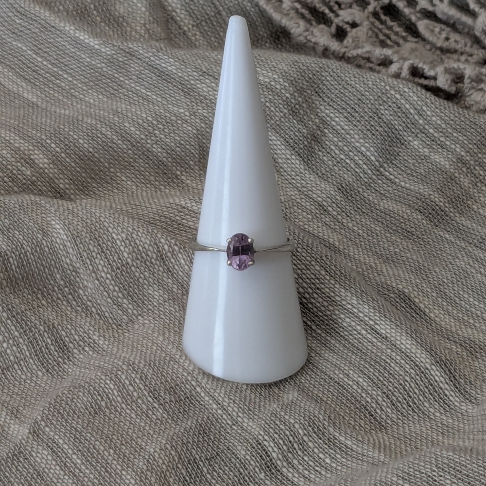 Elegant Sterling Silver and Purple Gemstone Ring